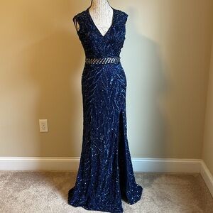 MacDuggal Beaded Prom Dress In Midnight